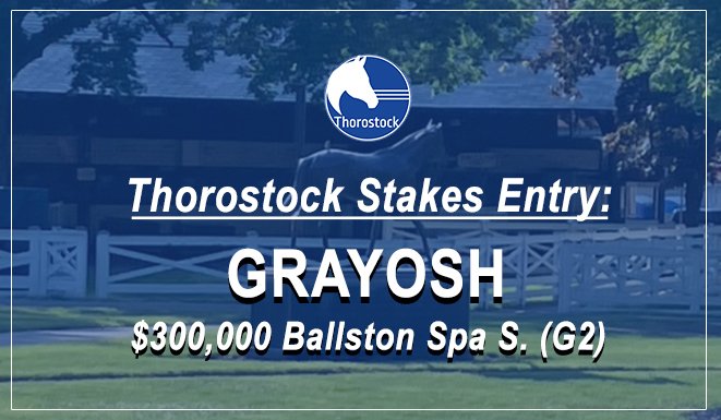 ThorostockLLC's tweet photo. GRAYOSH goes for her 3rd Graded Stakes victory in today's G2 Ballston Spa S. at #Saratoga
In her last Saratoga appearance, she defeated eventual Eclipse Award Champion She Feels Pretty in the G2 Lake Placid S.
🔵 Readied at Thorostock
#StockUp https://t.co/Fry0E70OgF