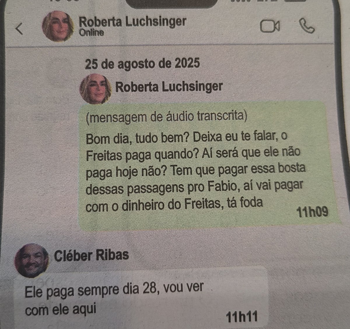 DudaTeixeira's tweet photo. "Tem que pagar essa bosta dessas passagens pro Fábio", Roberta Luchsinger no @Estadao https://t.co/C7miq3boFY