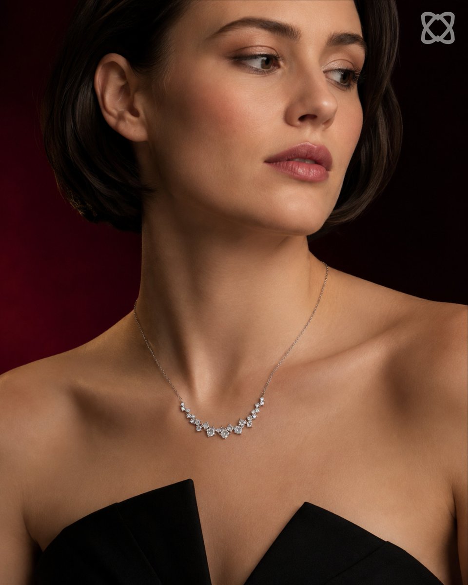 CielaJewellery's tweet photo. A refined curve of lab-grown diamonds set in recycled 18ct gold, creating a lightweight, timeless silhouette designed for effortless everyday wear.

#CIELAJewellery #CelestialBloomNecklace #LabGrownDiamonds #DiamondNecklace #18ctWhiteGold #RecycledGold #FineJewellery #StatementJewellery #FloralJewellery #ModernJewellery #JewelleryDesign #LuxuryJewellery