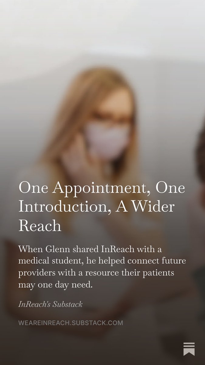 weareinreach's tweet photo. One appointment can create a ripple effect.

When Glenn met a medical student at his trans healthcare clinic, he introduced her to InReach so she could share it with future providers and patients.

Read his story: https://t.co/KrOPPICZU9 https://t.co/7xKTbd9dju