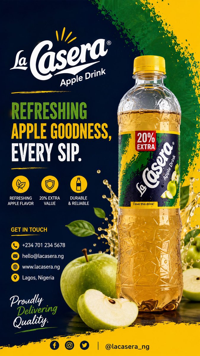 AI_SellsLab's tweet photo. Day 2: La Casera 🌅🍏
Golden hour + La Casera = the perfect wind-down.
@lacaseranigeria, how’d I do? 👀
#SpecAds #Day2 https://t.co/80Eis0CBO4