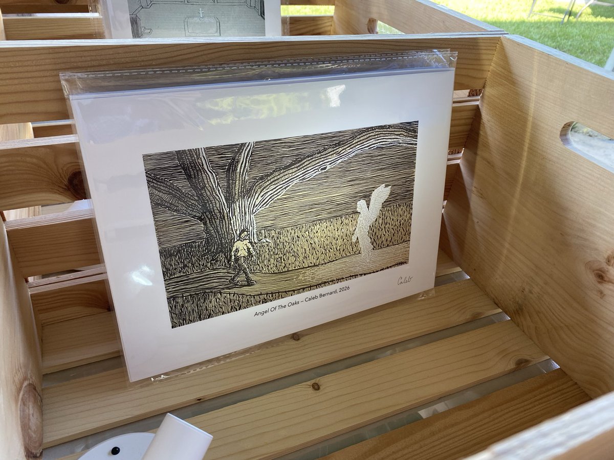 ctbern's tweet photo. Officially have my first set of “giclée” (archival/museum-grade) art prints!

Hoping to really start getting into prints alongside my originals! Currently have prints of:

1) Angel Of The Oaks

2) Lizard On A Leaf

3) Prayer In A (Mostly) Empty Church

4) Man Tending A Campfire https://t.co/9fR8xtXmp5