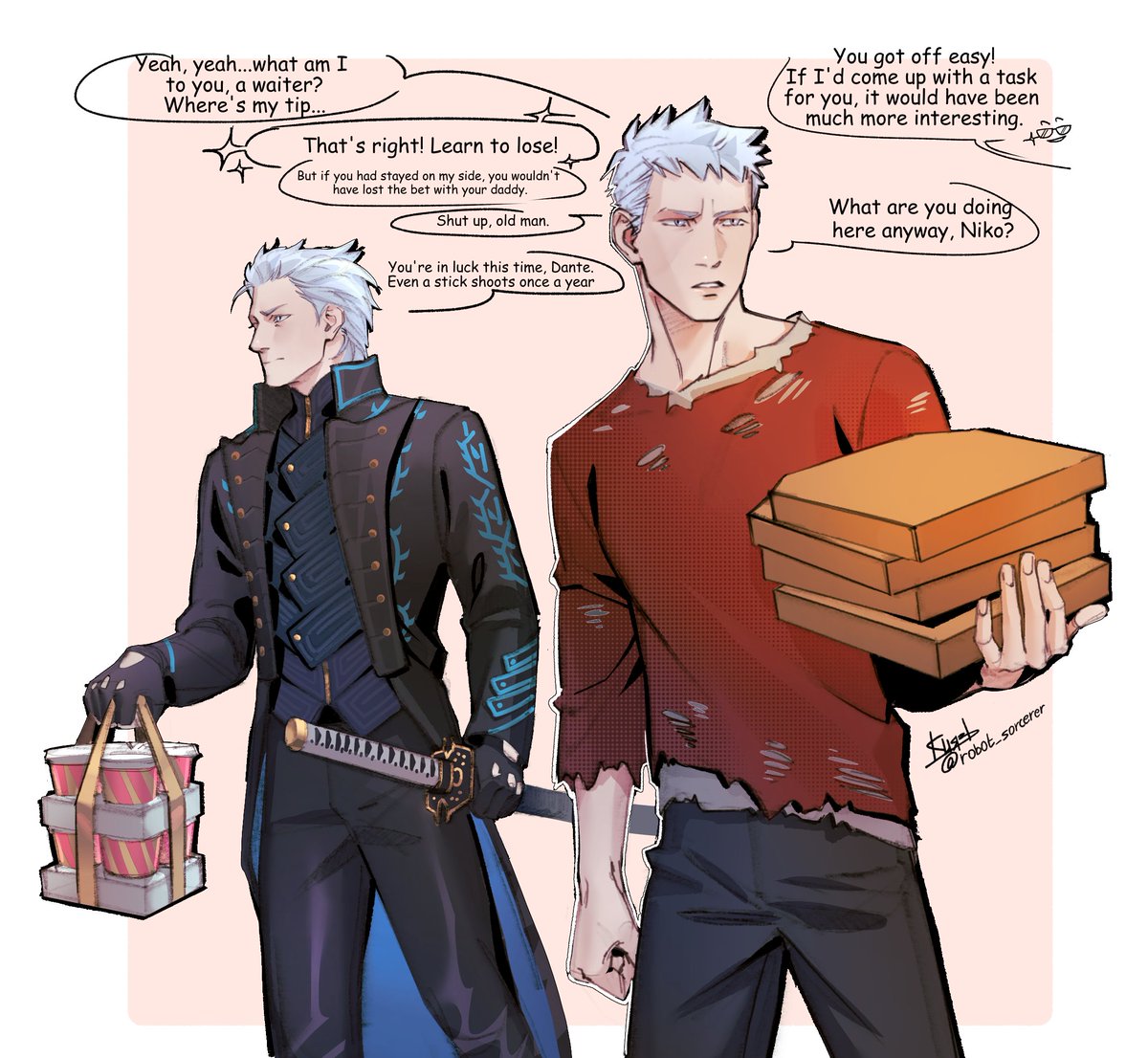 robot_sorcerer's tweet photo. resting after the mission ๐๐๐
#DevilMayCry #DMC #Dante #Lady #Trish #Nico #Nero #Vergil https://t.co/Zx2KwbhWct