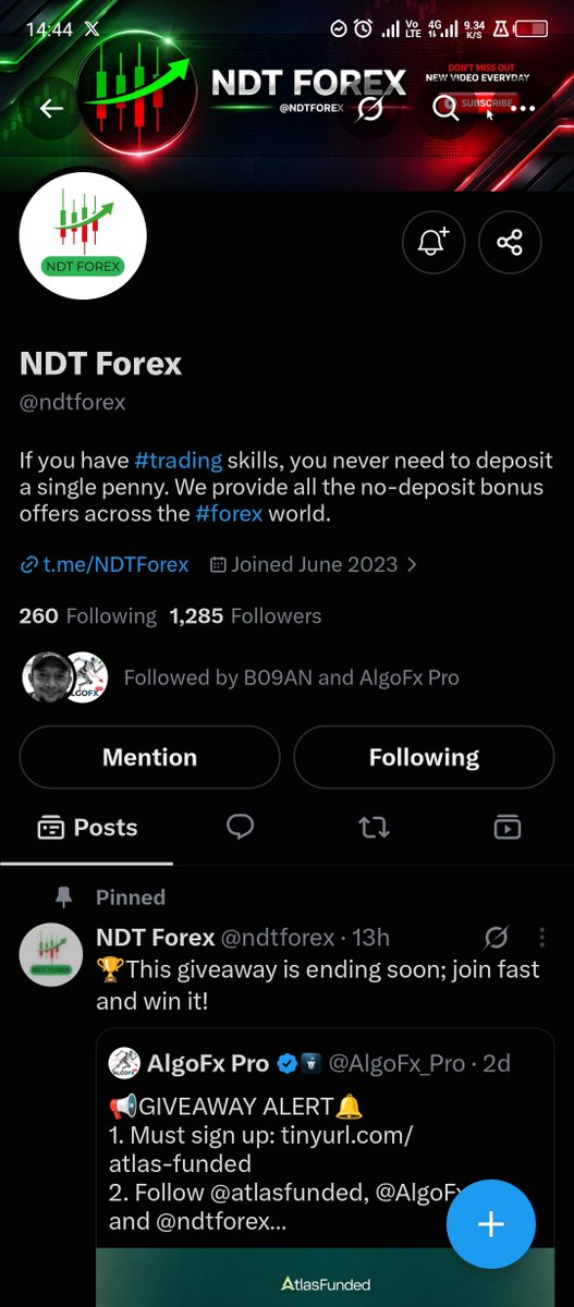 Gangariya01's tweet photo. @AlgoFx_Pro @GoatFunded @ndtforex Done ✅ 
@MarketOracleFX 
@CharlesFT_ 
@New_owner1 https://t.co/Hu60Wne1OH