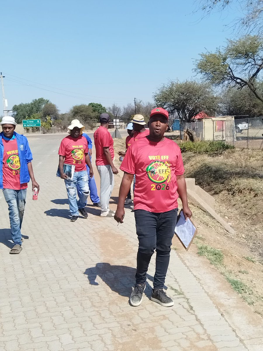 EffNorthwest's tweet photo. ♦️ IN PICTURES ♦️

Moretele Mayoral Candidate, Fighter Tebogo Elias Hlongwane, together with Ward 25 Candidate, Fighter Thabo Mmotong, leads the EFF door-to-door campaign at Ratjiepane Village, engaging residents at Ramoshie Voting Station.

#VoteEFF https://t.co/Nt7TRJ1Ppt