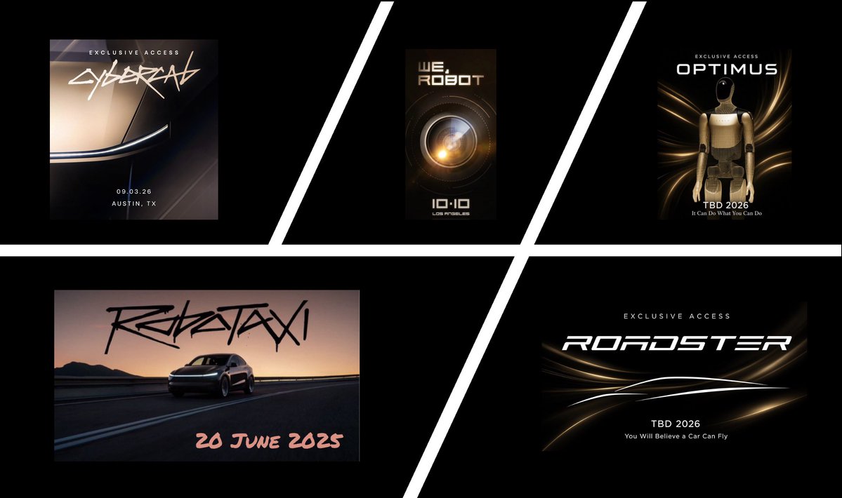 JoeTegtmeyer's tweet photo. How can you not be excited about what @Tesla is doing building the future? 

From the 2024 We Robot! event formally announcing the pivot to physical AI, to launching the @robotaxi service in 2025, the Cybercab Launch Event on 3 September 2026 & the anticipated upcoming Optimus & Roadster Launch events … to me, the future seems very bright & closer than ever!