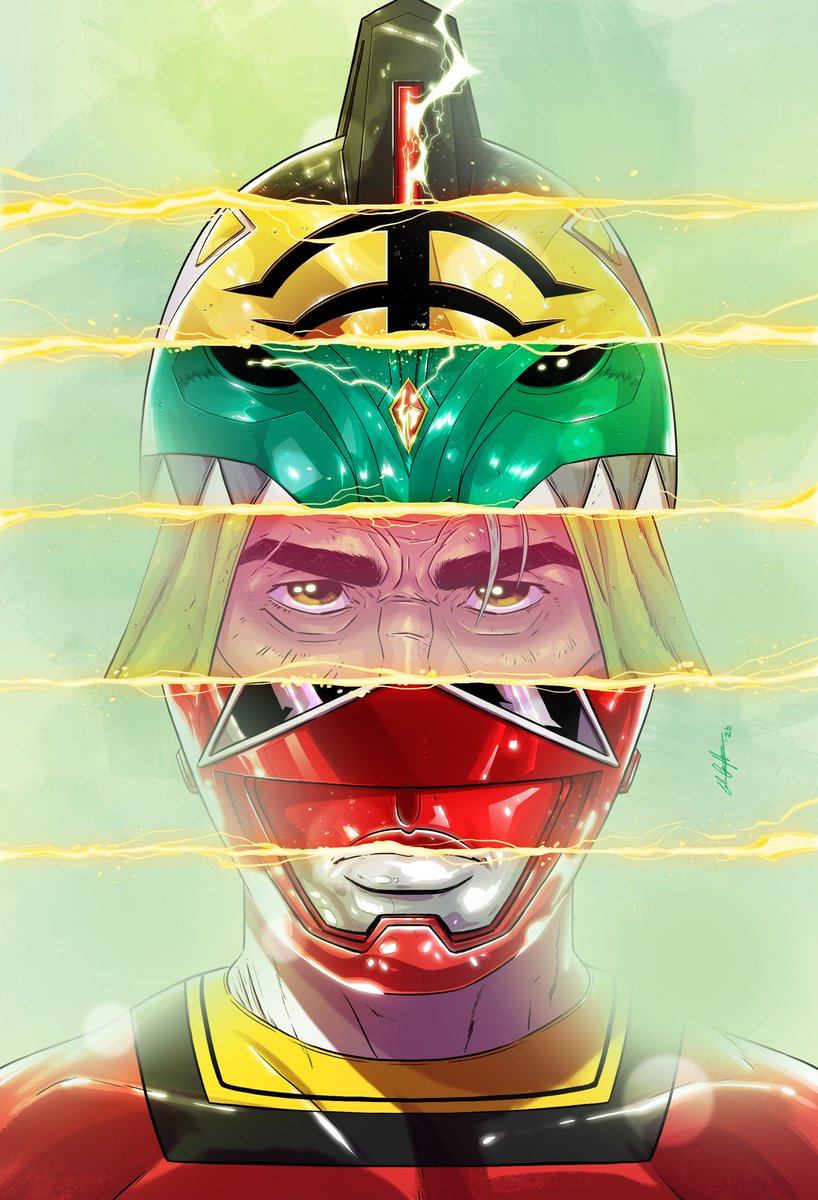 Colgriff84's tweet photo. I was sent this last night and saw that it is out for November solicits. 

I was honoured to add something to Tommy’s (JDF) legacy as a #powerranger. Here is my cover for Power Ranger Green issue 4. 

A huge thank you to Tea and Ari for having me as part of the team. https://t.co/x7i5PshW7e