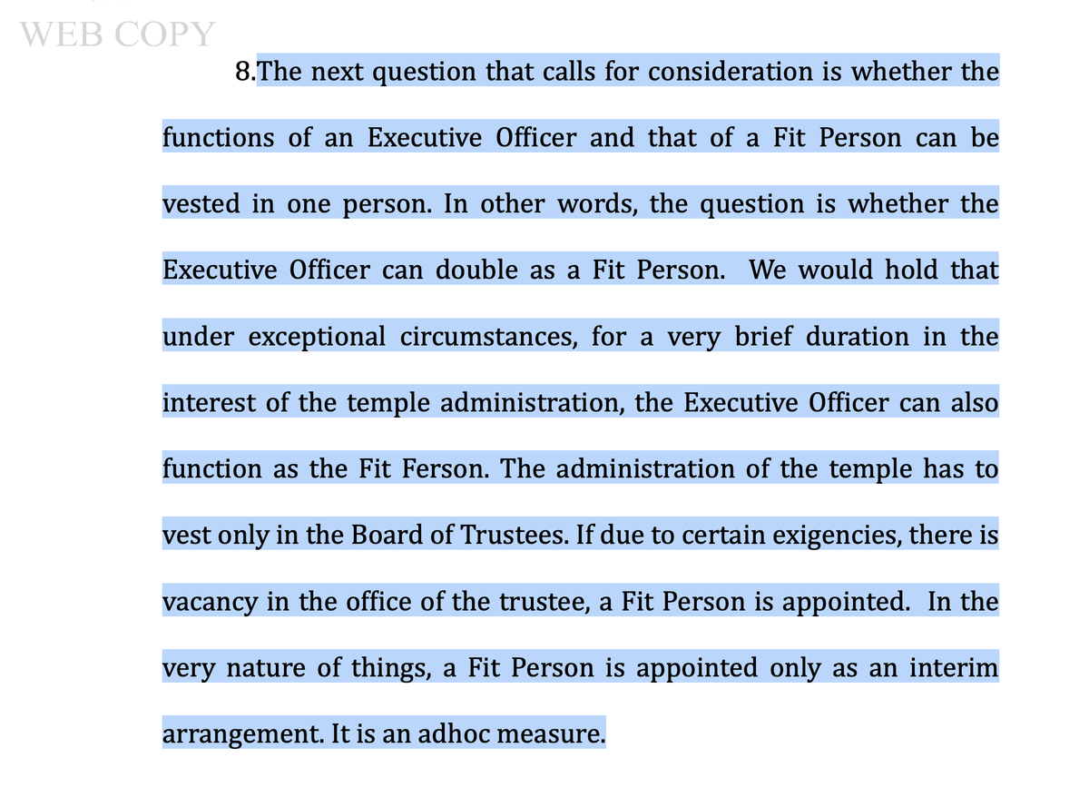 trramesh's tweet photo. 🚨 Big win for Temple Worshippers of Tamil Nadu!

Hon'ble Division Bench of Madras High Court  (G.R.Swaminathan & V.Lakshminarayanan, JJ.) delivered a landmark order in my PIL https://t.co/RCFLYJGyA8. 20764/2026 concerning Sri Parthasarathy Swamy Temple, Triplicane —

 but this ruling lays down principles for ALL Hindu temples in TN under @tnhrcedept. 🧵

 1️⃣ NO MORE  @tnhrcedept  Executive Officer  DOUBLING AS "FIT PERSON"  IN TEMPLES AS A ROUTINE POSTING!

The Court held an Executive Officer can act as "Fit Person" only in exceptional circumstances, for a very brief interim duration. Temple administration must vest in the Board of Trustees — not remain permanently with a government official wearing two hats. Such dual-role arrangements "ought to be terminated at the earliest."

2️⃣ EOs HAVE NO SAY IN RELIGIOUS MATTERS — 

    This is a superb victory for Hindus !
Under the proviso to Sec.45(2), HR&CE Act, the word "only" is significant: an EO's power is confined STRICTLY to temple properties (movable & immovable, incl. income).

"An area even slightly tinged with religious elements is a no-go zone for the Executive Officer" — pujas, Kumbhabishekam dates/timings, customs & traditions cannot be touched by EOs.

3.   The Govt's Learned Addl. Advocate General  fairly conceded that trustees will be appointed for Sri Parthasarathy Swamy Temple within 6 months.
Government has also called for applications from Hindus to be appointed as Trustees. A positive move by Hon'ble Minister @RameshOffcl 

   Finally, the Fraudulent set up of  @tnhrcedept 's illegally appointed Executive Officer - also serving as the Sole Trustee (Fit Person) of the temple for more than 40 years comes to an END. 

A real step towards temples run by Trustees, not bureaucrats — and the State kept out of religious affairs. 🙏

  My gratitude to my counsel Advocate Niranjan Rajagopalan  @niranjanlaw !

#HinduTemples #HRCE #SaveTempleSaveHinduism