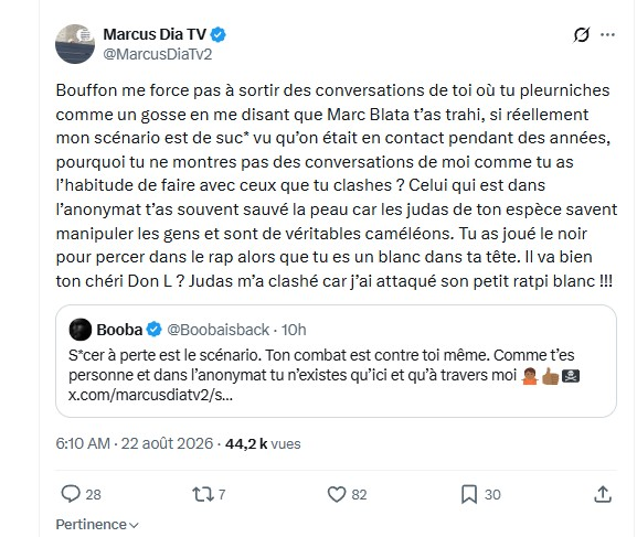 WeDebloqueMoi's tweet photo. @MarcusDiaTv2 Pourquoi tu bloque Marcus ? la vérité blesse ? tu sais pas quoi répondre quand on te met face a ton rac*sme ? mdrrr (je suis pas blanc pourtant) https://t.co/kPVdhobVxr