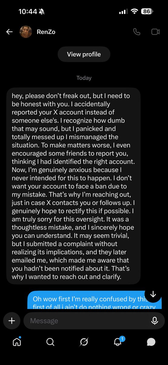 ChristianB71302's tweet photo. @kzzrttt Ohh omg so that’s not him that’s been messaging me right now I was wondering  it had me worried and i was just about to message you about it 😭 https://t.co/oUXlyH7yI9