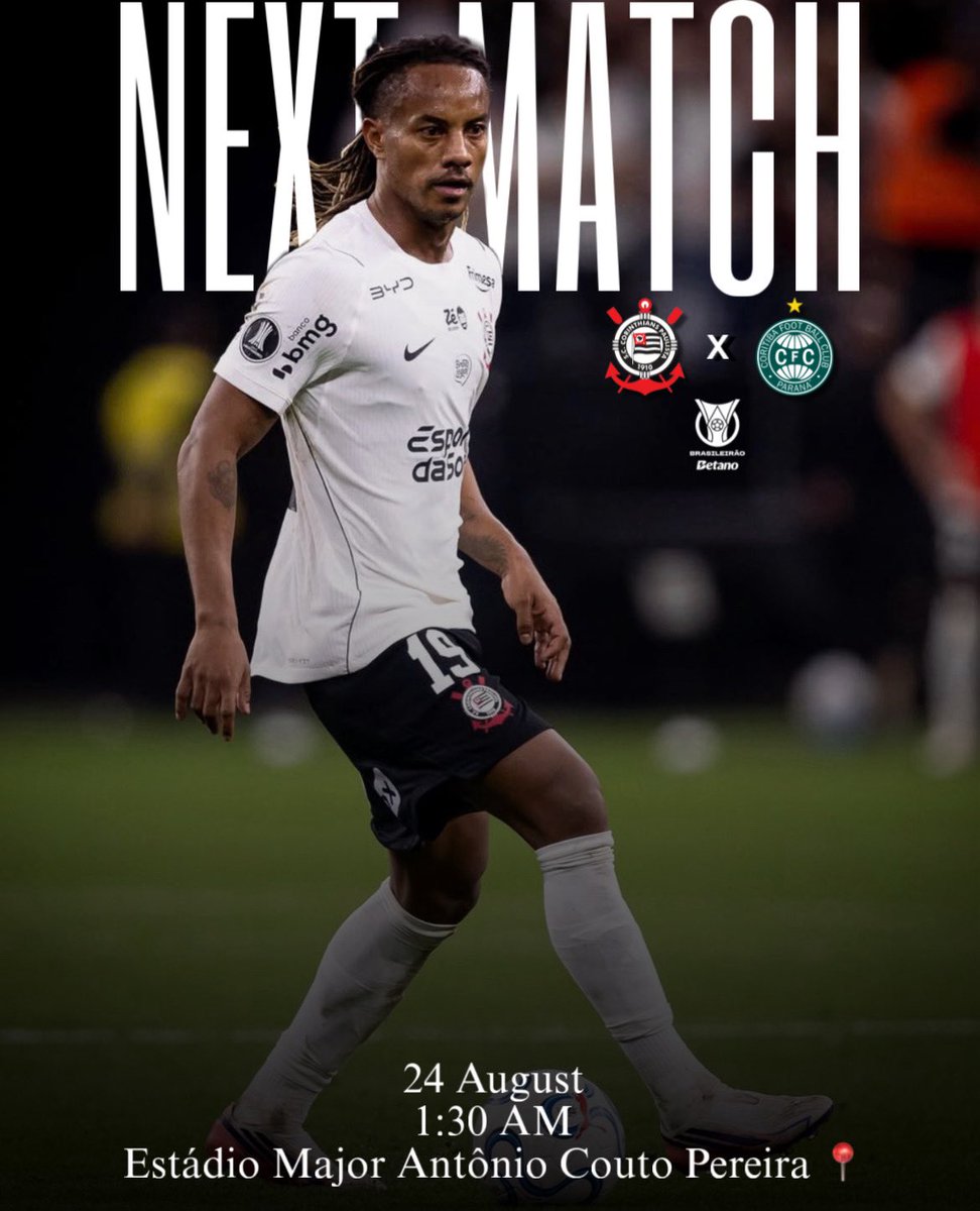 CarrilloWorld_'s tweet photo. 🔜 المباراة القادمة 
📆 24 أغسطس - يوم الاثنين 
⚽️ كورينثيانز x كوريتيبا 
🏆 الدوري البرازيلي - الجولة 24 
⏰ 1:30 صباحًا - بتوقيت مكة المكرمة 
🏟️ ملعب كوتو بيريرا 📍🇧🇷 https://t.co/2Yivn9YEAV