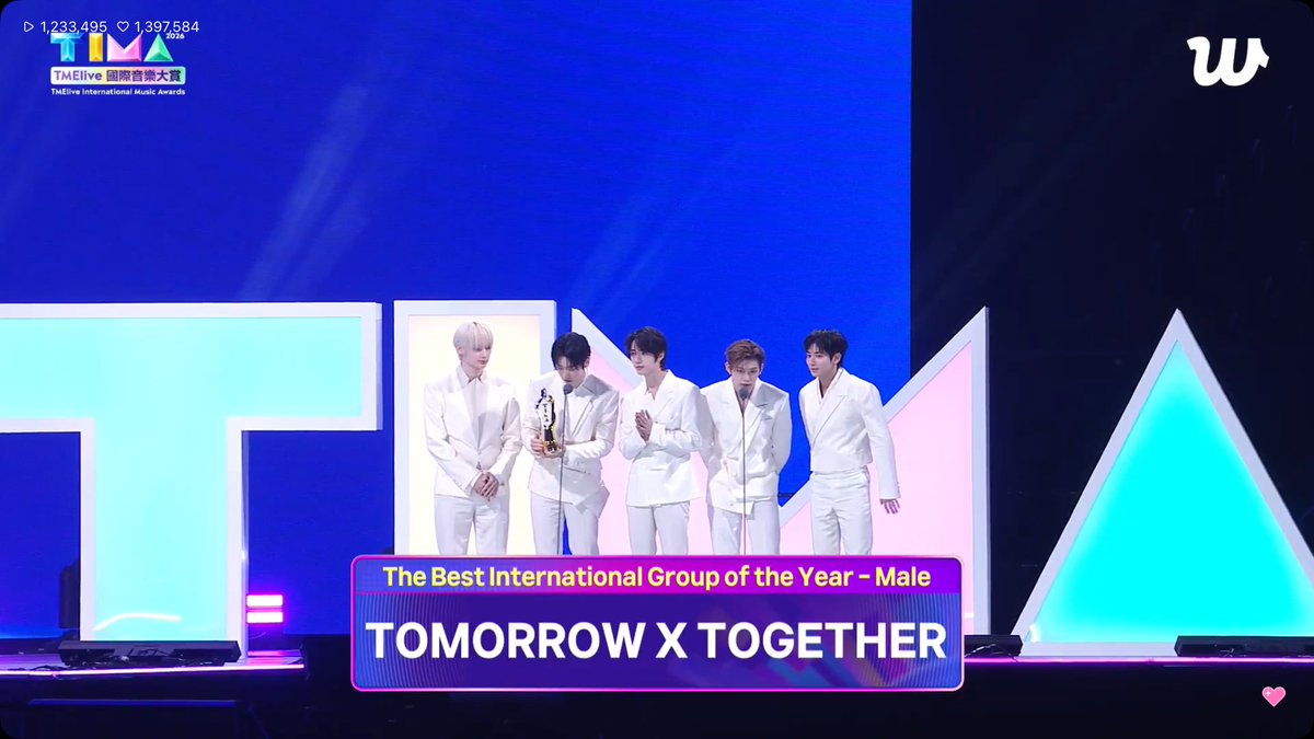 txt_voteJP's tweet photo. 🔔2026 TIMA
(TMElive International Music Awards)
㊗️受賞おめでとうございます

#TOMORROW_X_TOGETHER 
Best International Group of the Year  Male(年間最優秀インターナショナル・男性グループ)賞を受賞🏆

#YEONJUN 
Breakout International Artist(ブレイクアウト・インターナショナル・アーティスト)賞を受賞🏆