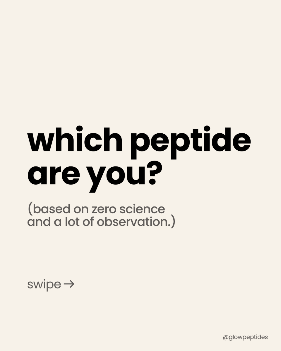GlowPeptidesCo's tweet photo. Which Peptide are you?
Drop your result in the comments.
#GlowPeptides #PeptideResearch #ScienceHumor #ResearchCommunity #Biohacking https://t.co/JlxMYculMg