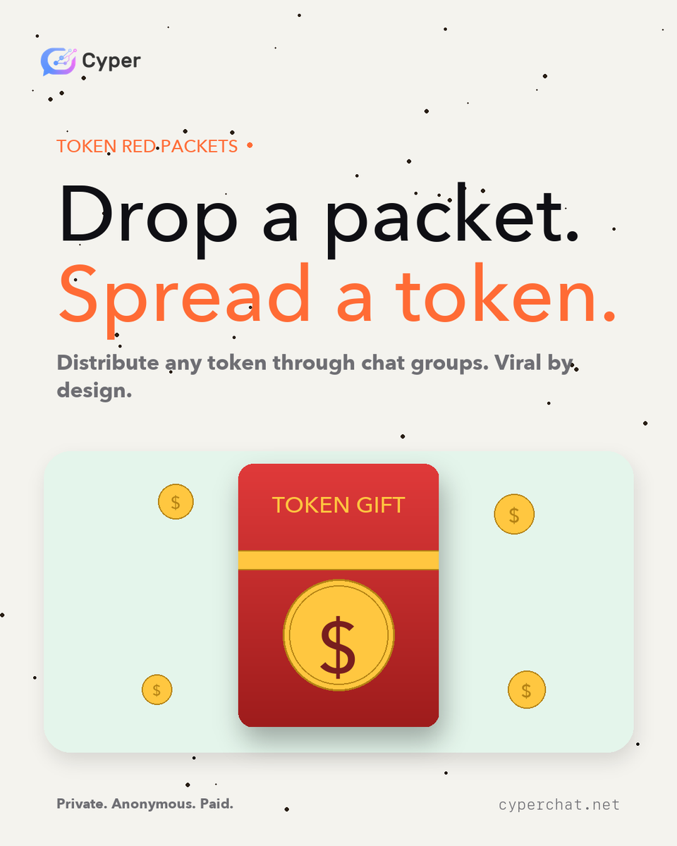 web3_cyperchat's tweet photo. Cyper Token utility:

· Red packets in any group
· Tips on any livestream
· Payments to any merchant
· Airdrops to active users

Real utility. Real demand. Real loop.

Launches at 5M users. Stack early.

#Cyper #Token #Web3 #Crypto #Tokenomics #DeFi
https://t.co/u0Xzrw9Iz0 https://t.co/TINttQ01CA