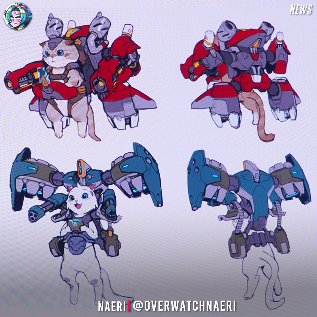OverwatchNaeri's tweet photo. Overwatch Jetpack Cat Early Unreleased Concept 🐱

In the early days of #Overwatch Jetpack Cat had two other models and jetpack designs ✌️ https://t.co/LkGLNDlqDZ