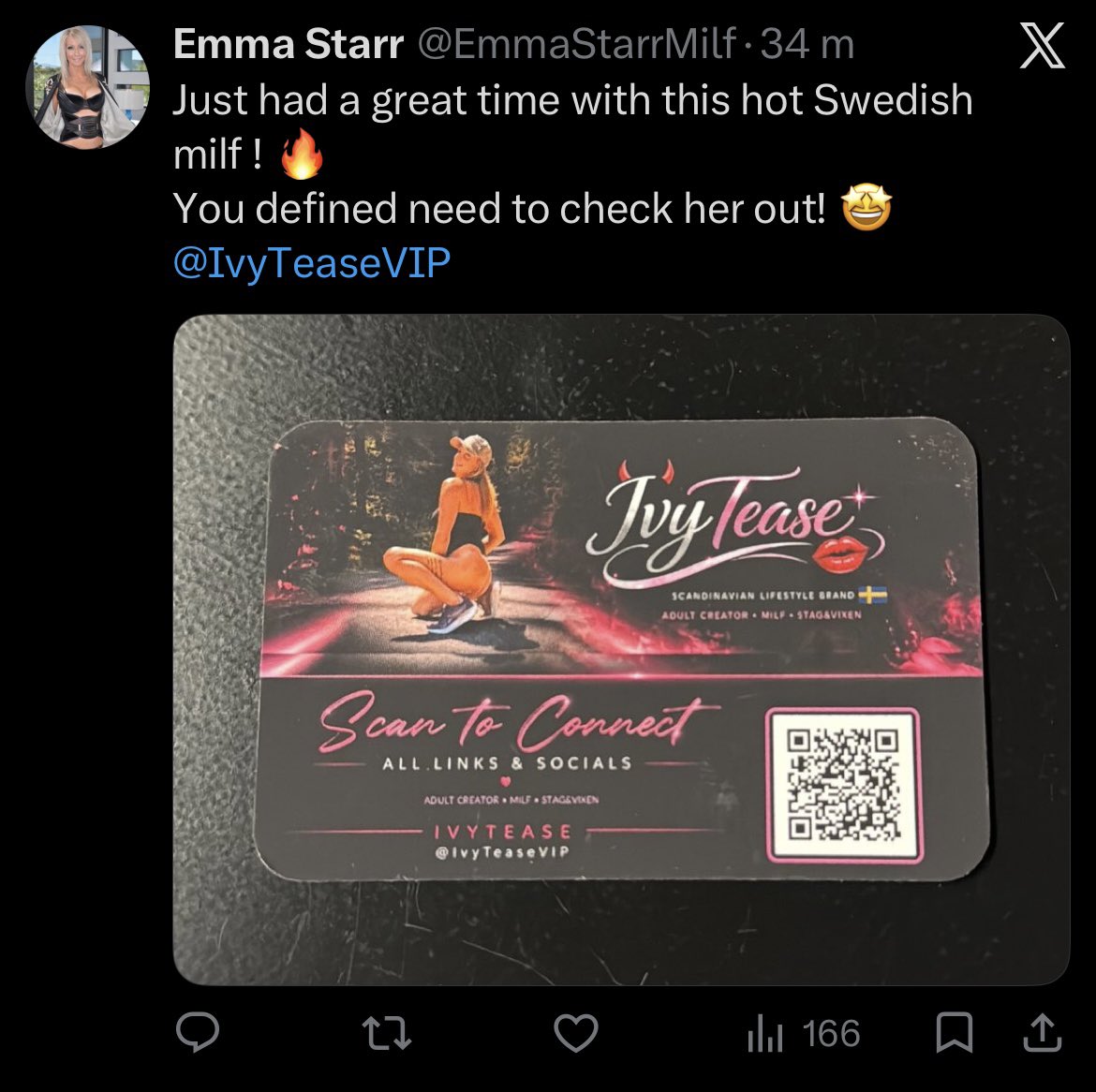 IvyTeaseVIP's tweet photo. What an incredible day! 🔥 It was such a pleasure filming with the legendary @EmmaStarrMilf, all the way from Las Vegas, USA 🇺🇸❤️

Huge thanks to @CpHPorn and director John for an amazing production, together with Norwegian star @carrovinc 🇳🇴🔥

Emma’s X account unfortunately stopped working while we were filming, so she’s currently unable to access it. Hopefully it’s back soon! ❤️

Truly a shoot to remember! 🔥🇸🇪🇳🇴🇺🇸

#IvyTease #CpHPorn #BehindTheScenes