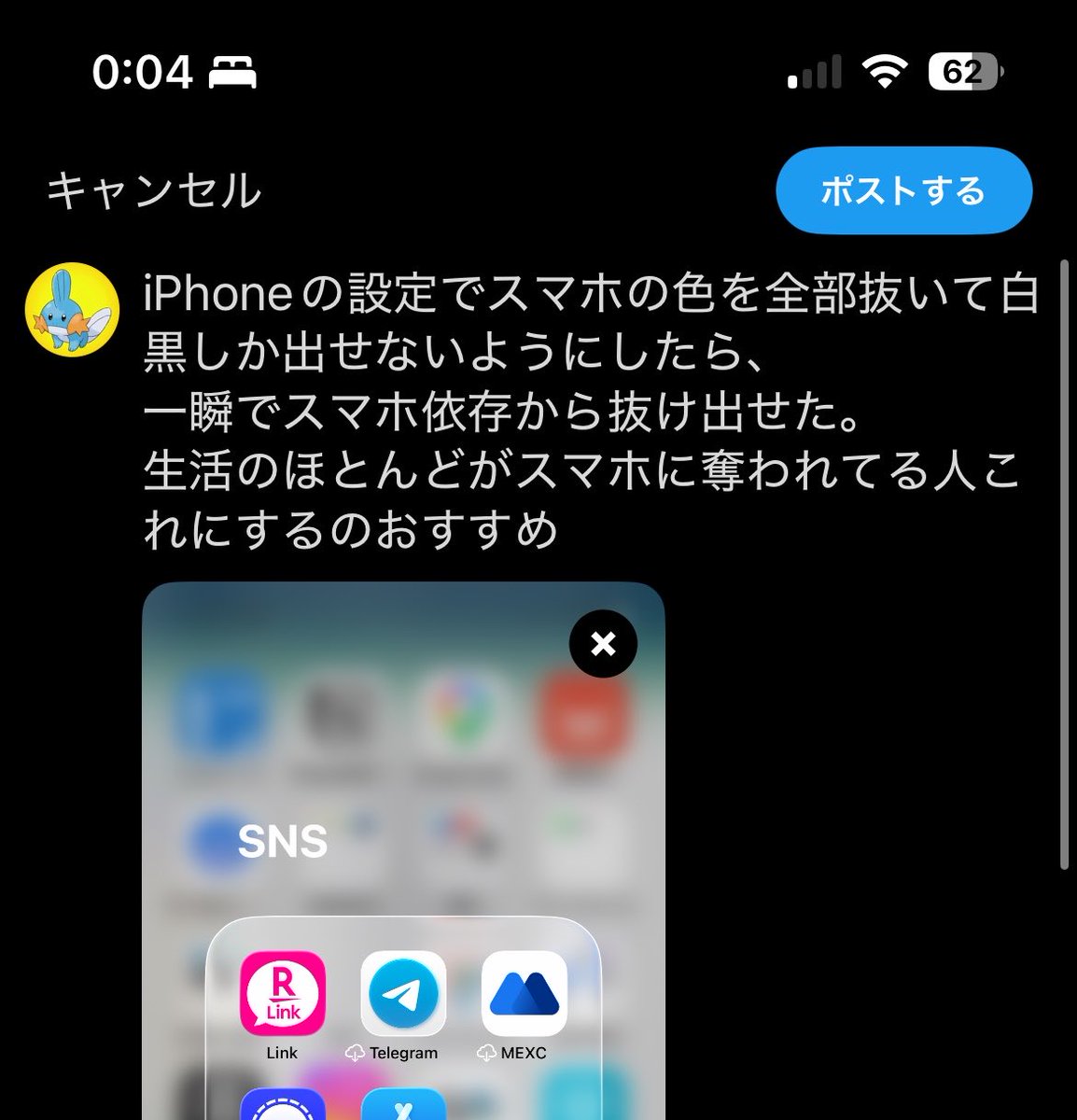 p_seri1's tweet photo. iPhoneの設定でスマホの色を全部抜いて白黒しか出せないようにしたら、
一瞬でスマホ依存から抜け出せた。
生活のほとんどがスマホに奪われてる人これにするのおすすめ https://t.co/GTTqsPPrzm