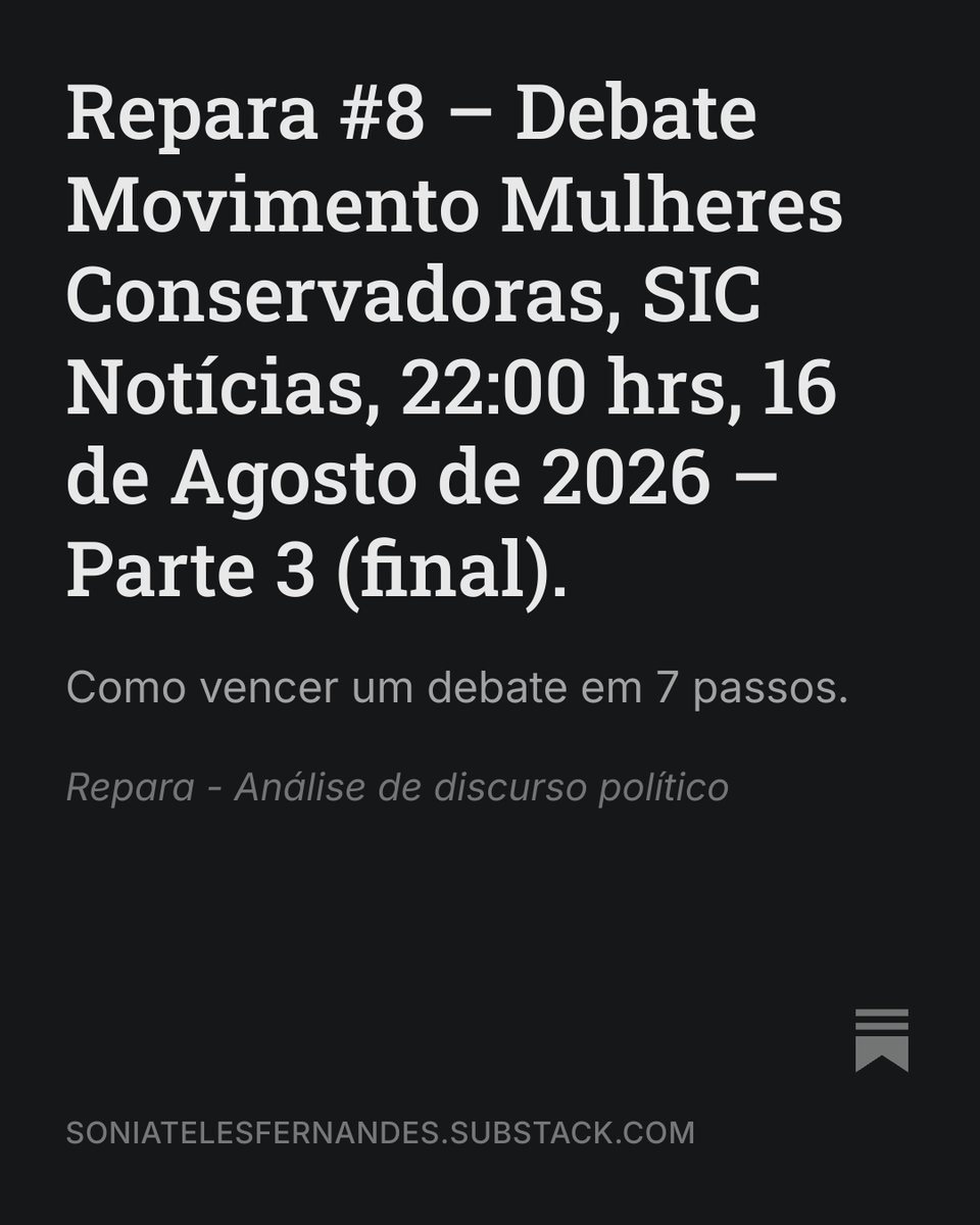 SoniaTelesF's tweet photo. O 8º #Repara está finalizado com esta terceira parte que inclui uma alternativa estratégica e um "how to" para se ter vencido aquele debate.
Spoiler: alguém até venceu, mas todos perdemos.
👉Aqui: https://t.co/5grBtZ6P1N https://t.co/9cnPGaWxaK
