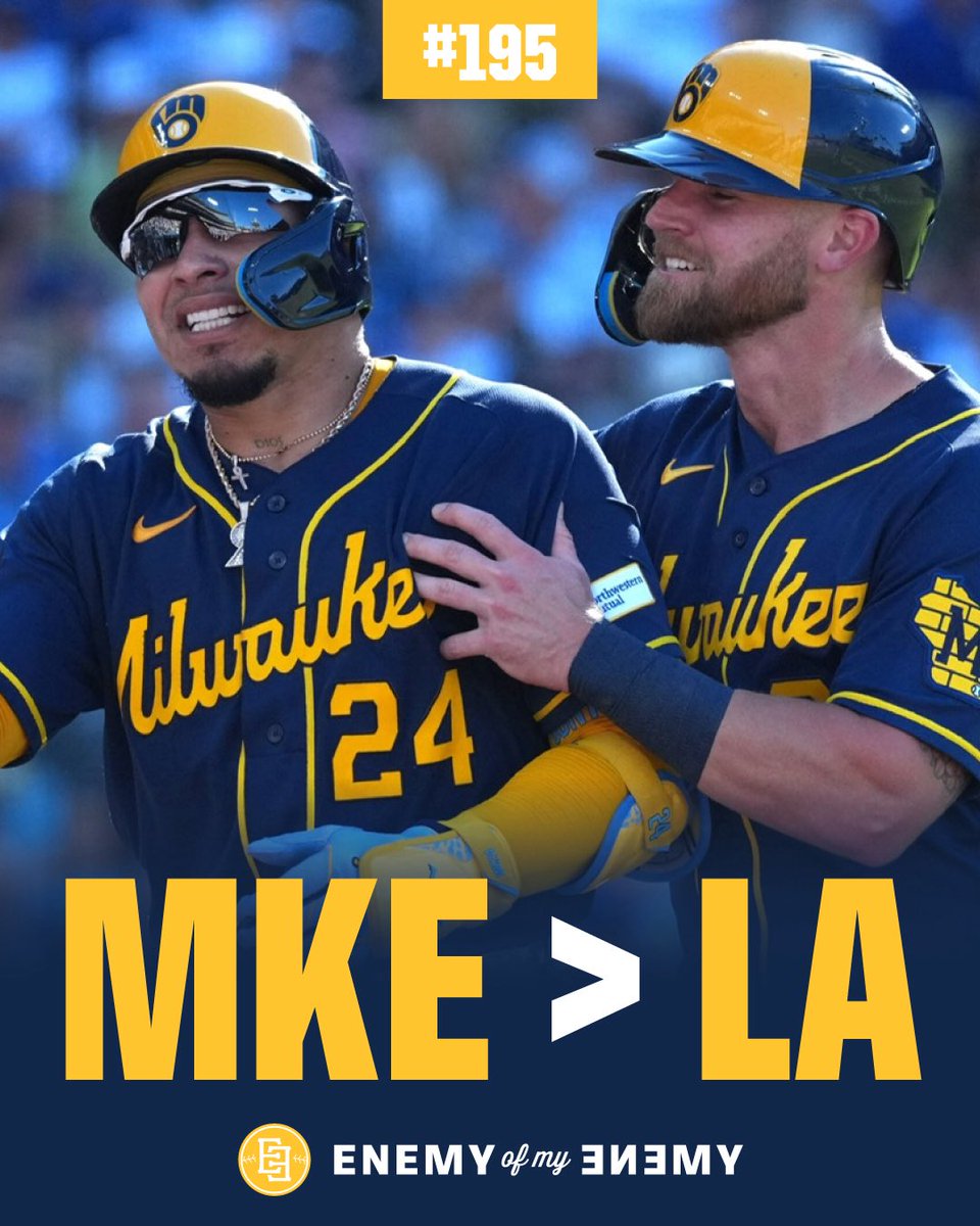 enemyball's tweet photo. Despite what some power rankings say, the #Brewers showed why they are currently the best team in baseball with a statement series win in LA over the slumping #Dodgers. #ThisIsMyCrew 

📺 🎙️ https://t.co/lRhOpnIh6t https://t.co/DhbfKvHrGk