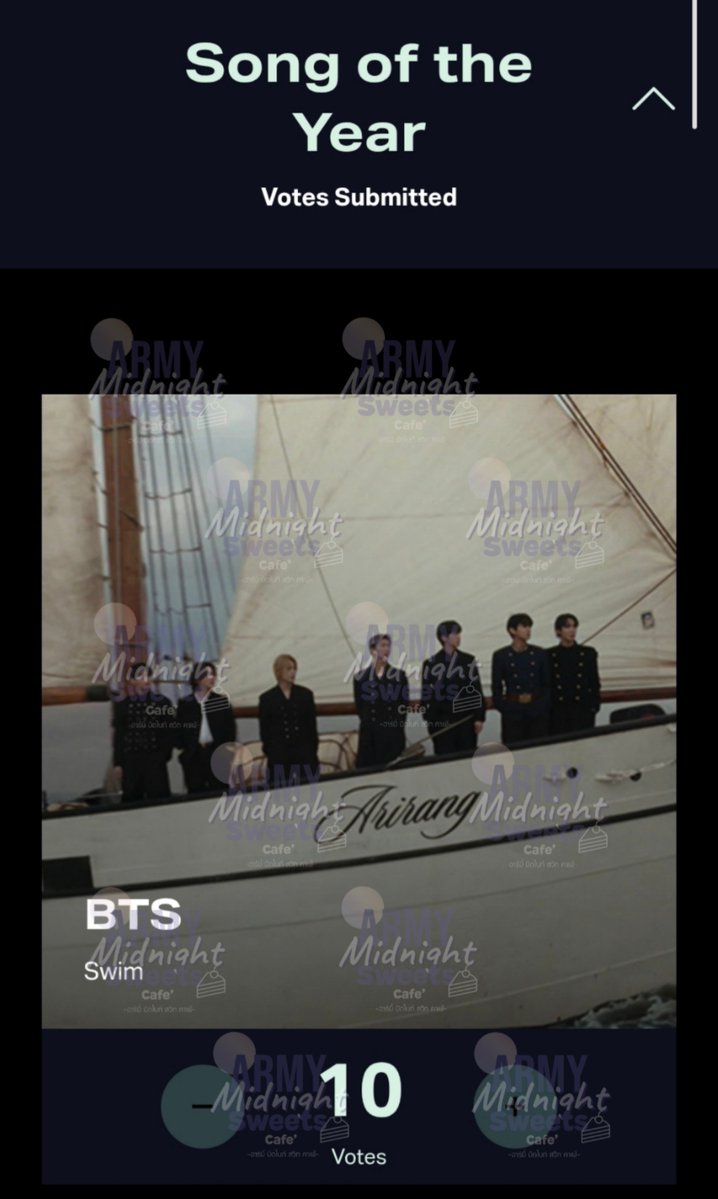 army_mnsweets's tweet photo. [VMAs] วันนี้โหวตกันแล้วยังคะทุกคน มาโหวตกันค่ะ งาน Video Music Awards 2026

💜 สาขาที่ BTS เข้าชิงรางวัล
🏆Song of the Year : BTS - Swim
🏆Best K-pop : BTS - Swim

📢 ล็อคอินอีเมลล์เพื่อกดโหวตทุกครั้ง
📌 จำกัดโหวต 10 โหวต / 1 แอคเคาท์ / วัน

🗳️ โหวตทางเว็บไซต์ MTV
https://t.co/vXp0Q3dhu7

*ตัดรอบโหวตใหม่ทุกวันเวลา 11:00 น. (เวลาไทย)
🚨 ปิดโหวต 26 ก.ย. 2026

#อาร์มี่ชวนโหวต #มาสเตอร์เชฟอาร์มี่