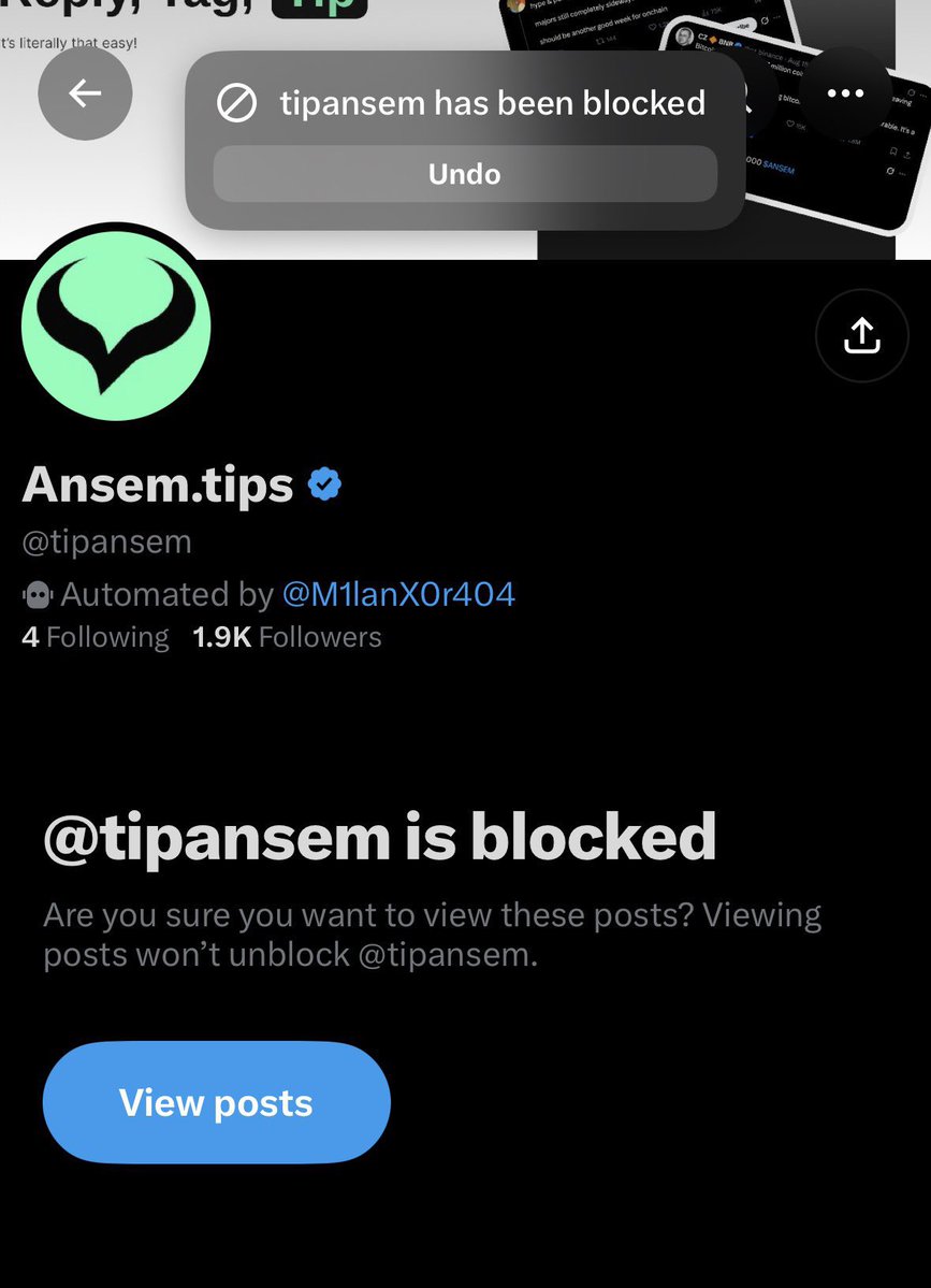 Web3Candy's tweet photo. @M1lanX0r404 @tipansem blocked and reported ✅ 

bullishly anticipating the new acct https://t.co/TwFHuDbQKr