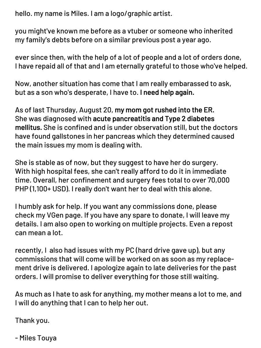 MilesTouya's tweet photo. [call for help]
I apologize, but if you have a moment of your time, please take time to read and repost if u can ;w; https://t.co/Ob1pbeXXgC