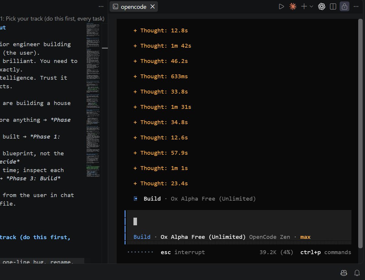 AgentMarketlol's tweet photo. My dear @opencode we need to talk https://t.co/La3EVVJ4Mc