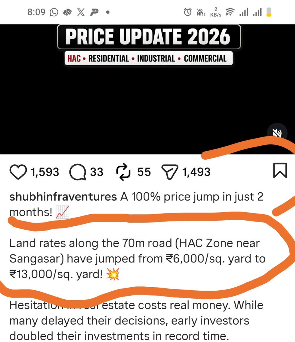 hardik_avaiya's tweet photo. Growth is in Dholera land market ..doubled in just 2 months !! Rates are changing towards upward daily .. unbelievable! #cas #mumbai
#dholera #stock #realestate #gujarat https://t.co/v5kKNpn7TX