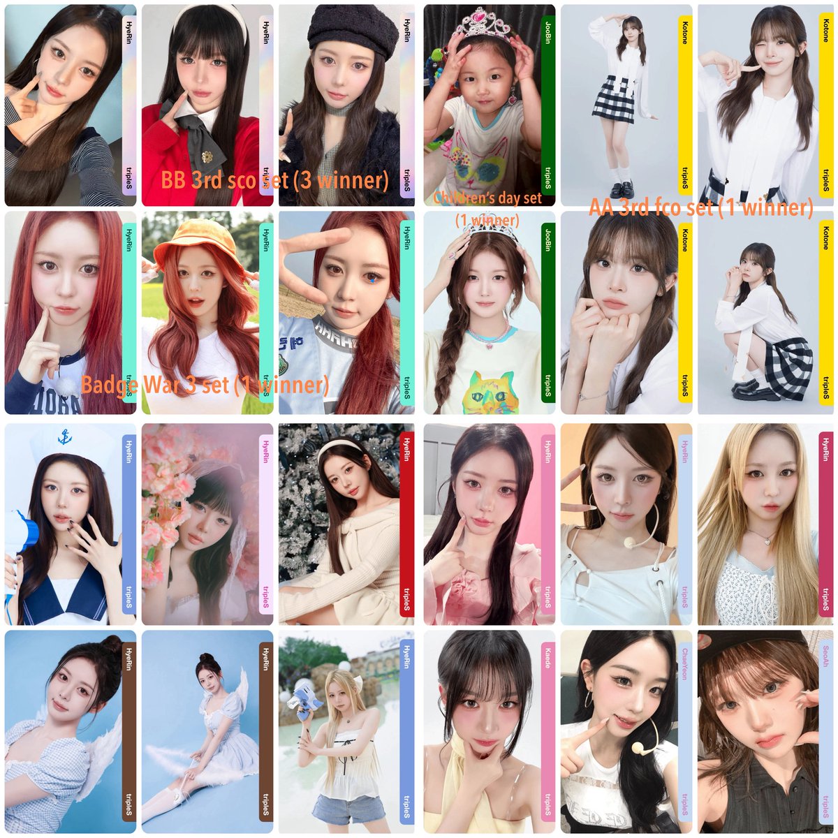 beoggizUvU's tweet photo. tripleS Objekt Giveaway for Badge War 4 EP1 MVP Gravity

Rules:
1. Like&amp;Retweet
2. Vote at least 50 comos for s2 Hyerin (Every 50 comos is one entry)
2. Comment Video Proof and your Cosmo ID

19 winners will get the prizes below https://t.co/VwmQSIPIci