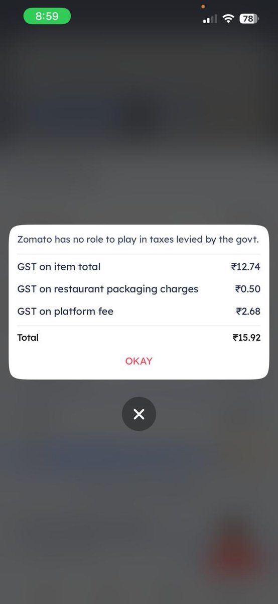 virupaaksa's tweet photo. Found something weird on Zomato 👀

Same restaurant. Same item ₹394.83. Same ₹140 coupon.

iPhone 14 → GST ₹12.74
iPhone 16 Pro → GST ₹19.74

5% GST should be ₹19.74 before the coupon.

Why is the coupon reducing taxable value on one device but not the other?

@zomato https://t.co/Zu0Aa4YPhA