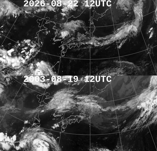 todayswxmap's tweet photo. 12UTC実況の類似天気図と赤外画像= #天気 https://t.co/BN1MOyYjLz