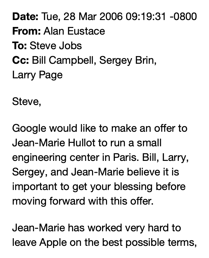 TechEmails's tweet photo. Steve Jobs on a potential Google hire

March 28, 2006 https://t.co/OUSYPiXVTm