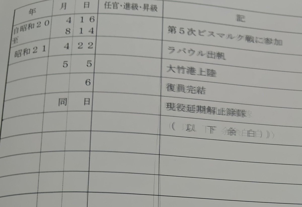 necokechi's tweet photo. 奥崎に対して否定的な印象を持ったのは祖父のことがあったからだが、祖父は早くに志願したため大戦末期には南方に行ってないという親族の話の真偽を確かめるべく軍歴証明をとってびっくり、奥崎と同じく激戦地ニューギニアで終戦を迎えていた。そのあとは復員まで捕虜かな https://t.co/wk7941HBQb