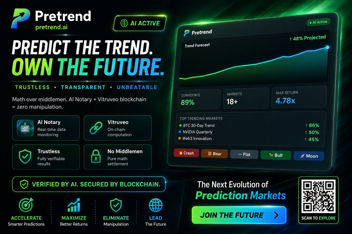 CryptoP007's tweet photo. โณ Q3: SDK drops. Q4: public oracle goes LIVE ๐ @Pretrend is building the rails before the rest of crypto even wakes up. Get in early, or chase later ๐ https://t.co/mTv7GzwSTW #Pretrend #PredictionMarkets #Crypto https://t.co/BNjnDVh1At