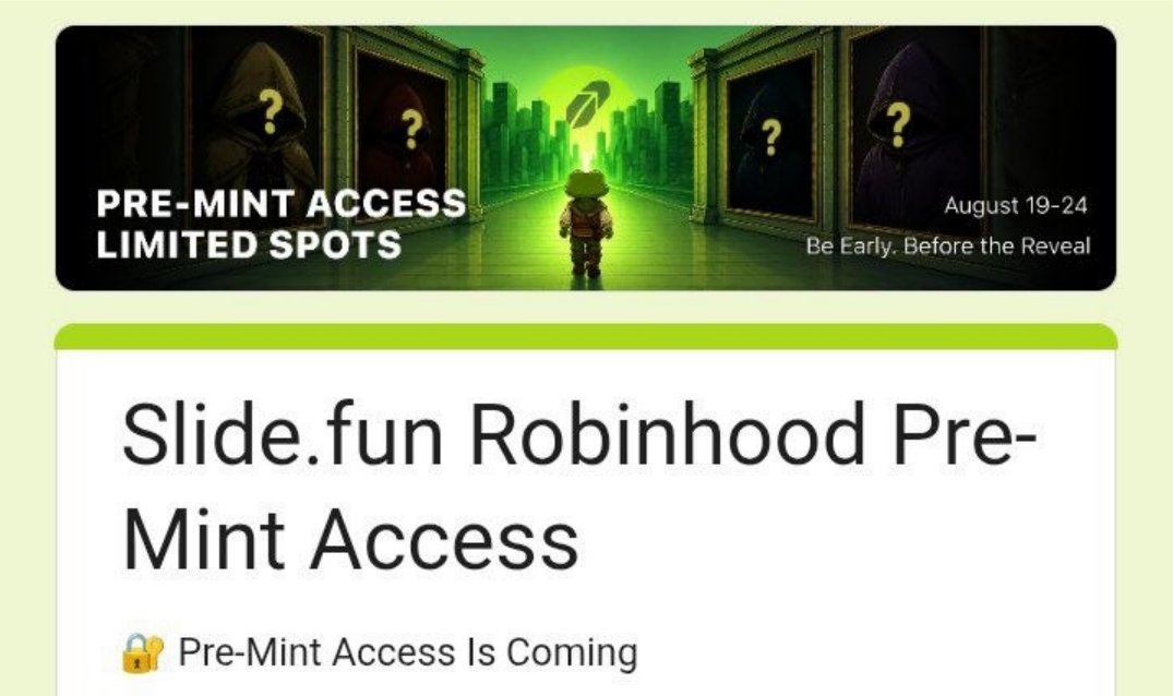 FengHaops's tweet photo. Update slide fun Robinhood Pre Mint Access pool  3,000 SLIDEHOOD NFTs https://t.co/j4yvnV9I87