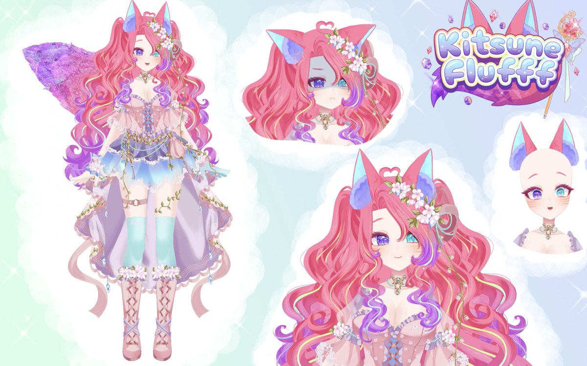 KitsuneFlufff's tweet photo. Welcome Kit 1.5! 💖🦊✨

✨ this fluffy fox girl loves to pass the time by collecting all the shiny rocks to add to her collection! ✨

Outfit designer: @haisining 
Model artist: @akemi_usagii 
Rigger: @maygebee 

She’ll be making her debut 9/15 @ 12pm PST! 💖 https://t.co/E3RfSYknRu