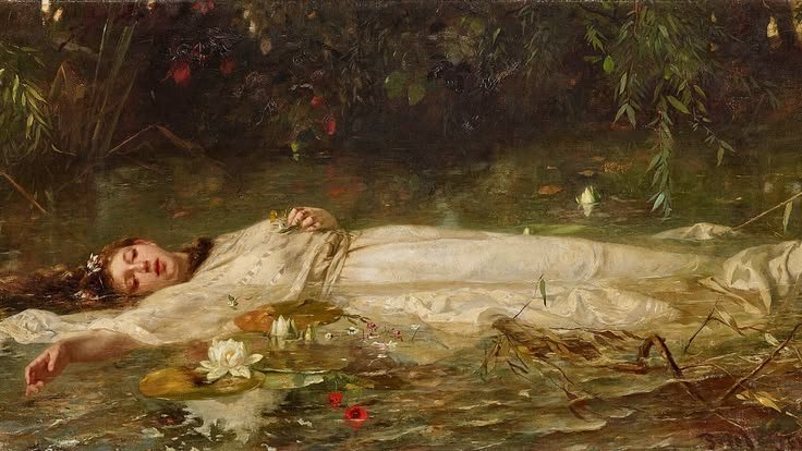 whistlingpetals's tweet photo. how different artists painted Ophelia https://t.co/ttXwujrHzy