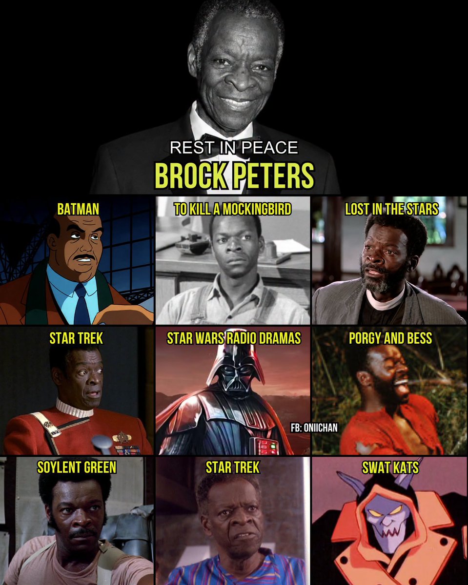 oniichanph's tweet photo. Lucius Fox and Darth Vader actor Brock Peters passed away 21 years ago today at 78 years old 🕊️

For many, his defining performance will always be Tom Robinson in To Kill a Mockingbird, a role that remains one of the most powerful parts of the 1962 classic. But Peters built a career that stretched far beyond one film, from Star Trek and Star Wars to animation, theater, and some of cinema’s most memorable dramas.

Some of his most popular roles include:
Tom Robinson (To Kill a Mockingbird)
Crown (Porgy and Bess)
Rev. Stephen Kumalo (Lost in the Stars)
Lt. Hatcher (Soylent Green)
Admiral Cartwright (Star Trek IV / Star Trek VI)
Joseph Sisko (Star Trek: Deep Space Nine)
Darth Vader (Star Wars Radio Dramas)
Lucius Fox (Batman: The Animated Series)
Dark Kat (SWAT Kats: The Radical Squadron)

From one of cinema’s most heartbreaking courtroom performances to becoming part of Star Trek, Star Wars, and DC history, Brock Peters left behind a body of work that reached far more fandoms than many realize.

21 years later, his voice and performances still haven’t faded. Rest in peace, Brock Peters. 🕊️