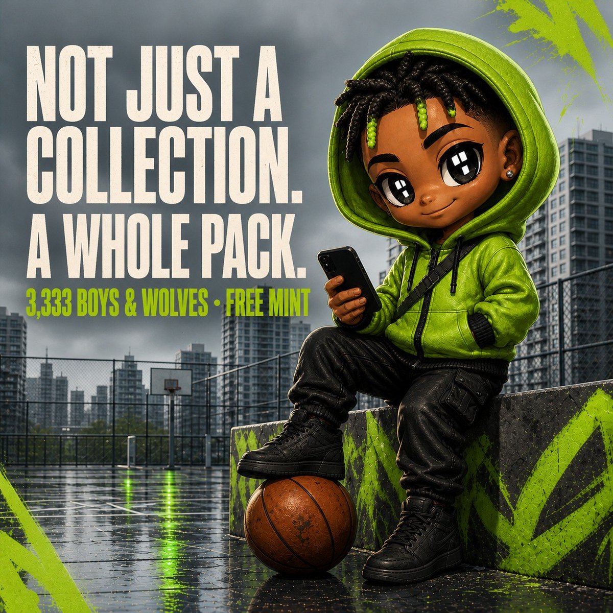 HoodHowlRH's tweet photo. Some collections build a roadmap.
We’re building a pack. 🟢

3,333 boys &amp; wolves.
One green hood.
Free mint on Robinhood Chain.

If you found us early, leave a 🟢 below. https://t.co/1pCQOoOqsP