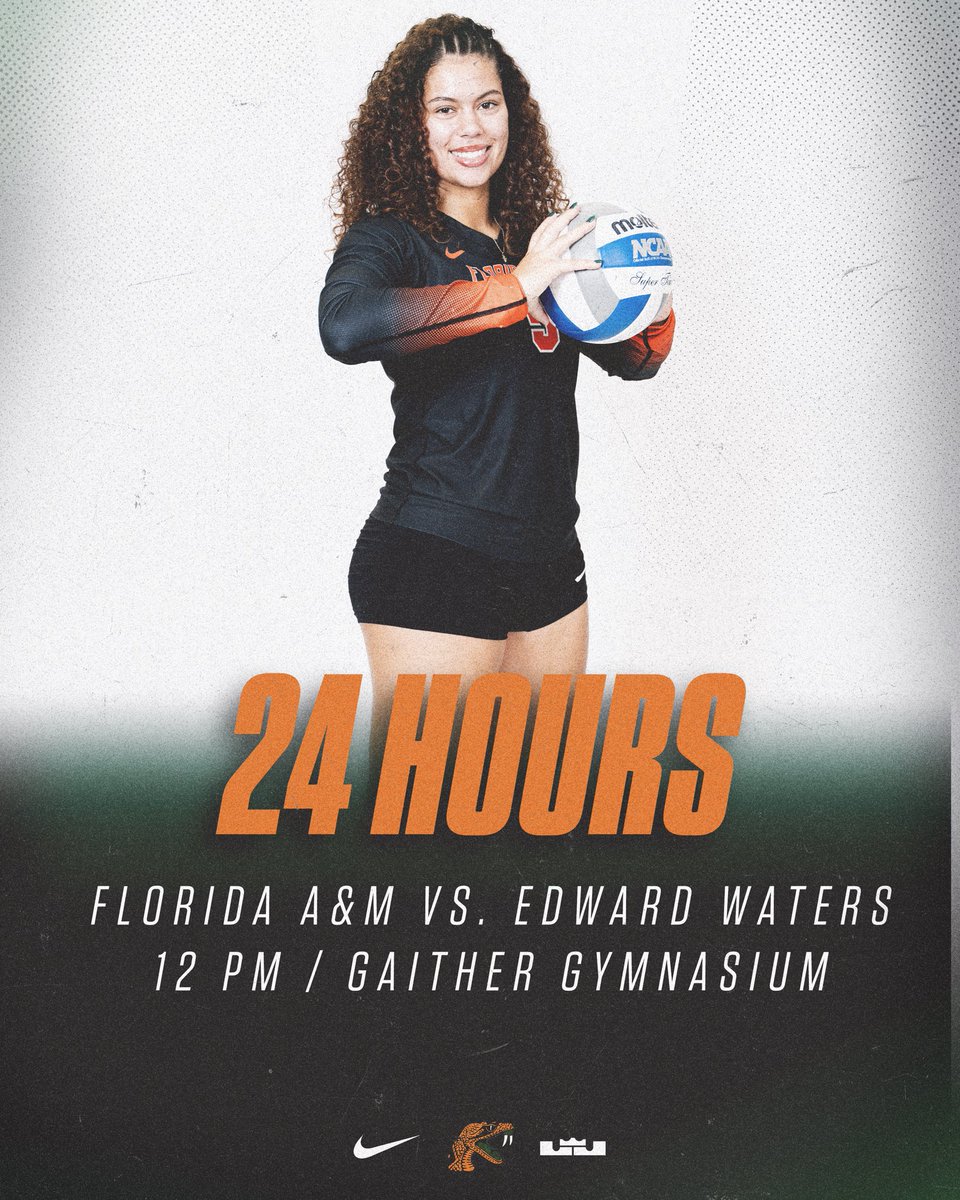 FAMU_VB's tweet photo. ⏰ 24 HOURS. Rattlers volleyball hosts Edward Waters tomorrow at 12 PM inside Gaither Gymnasium. Let’s pack the gym! 🟢🟠

#FangsUp https://t.co/LKRplr91hs