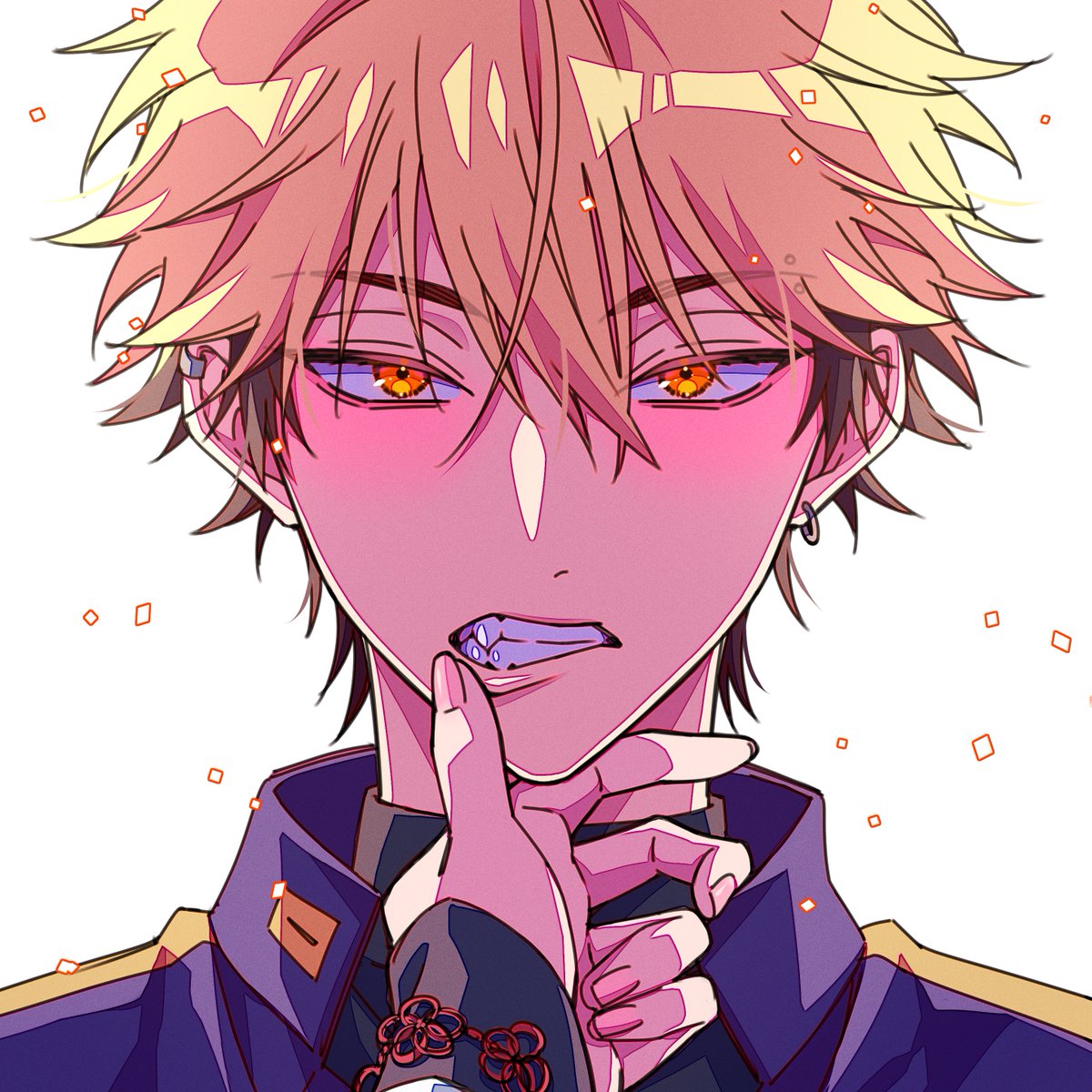 KoubeU15's tweet photo. 一方その頃南波は生誕イラストの構図が決まらず諦めてv斐の犬歯を塗っていた https://t.co/oCMPlRFN2P