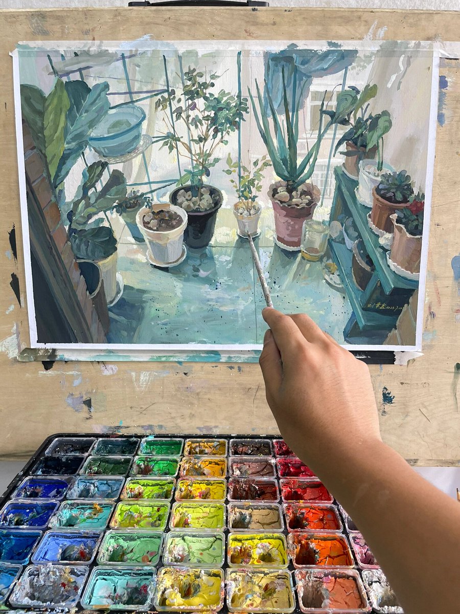 ZFjXbuJH97x8HIl's tweet photo. Just spent 2 hours getting lost in a tiny studio’s watercolor workshop—brush strokes feel like little hugs for the soul ， https://t.co/KoeeBnMxTY
