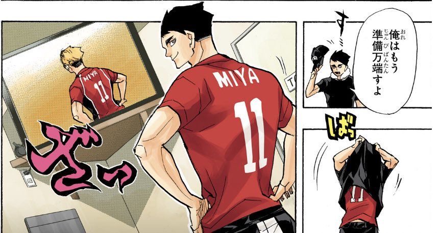 suntaroos's tweet photo. osamu es un personaje tan importante, no solo por su influencia en atsumu sino tambien por lo bien que está escrito su final: 

a pesar de ser de nivel nacional, no se hace profesional simplemente porque no es su pasión y eso es tan natural, esas cosas hacen haikyuu más realista https://t.co/Q8Qp9lzoiO
