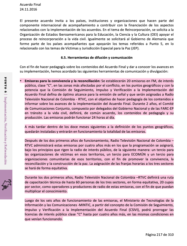 tamarindoenflor's tweet photo. Las emisoras de paz son parte del punto 6 del acuerdo de paz, de verdad no logro entender por qué estamos condenados a este corrillo de viejos prostáticos dedicados a mentir todos los días. Y con espacio garantizado en medios nacionales. https://t.co/cg307k6qgo