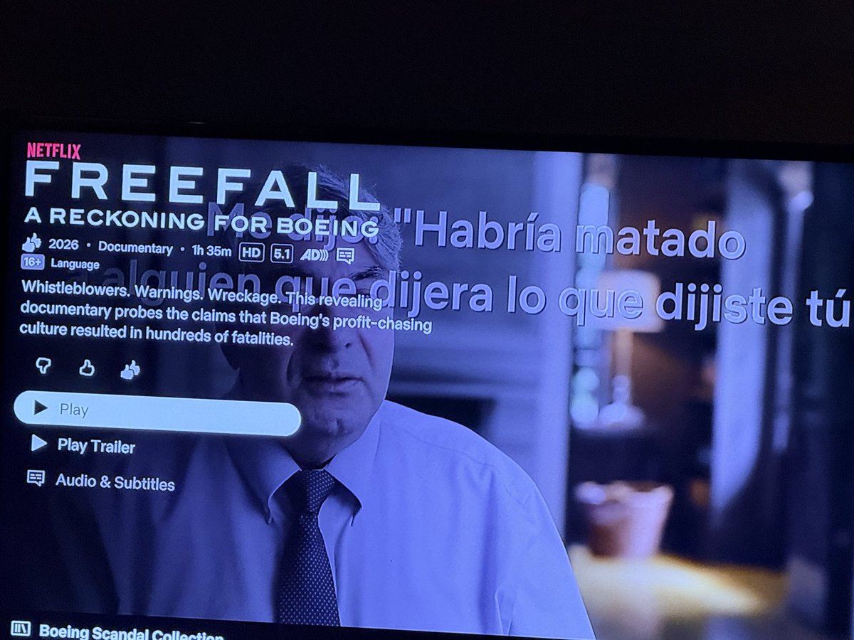 juanesco's tweet photo. Después de ver el documental de #freefall no me vuelvo a subir a un avión de  #boeing, un peligro esos aviones… #netflix #documental #777 #787 #737max https://t.co/Z99aERxyzp