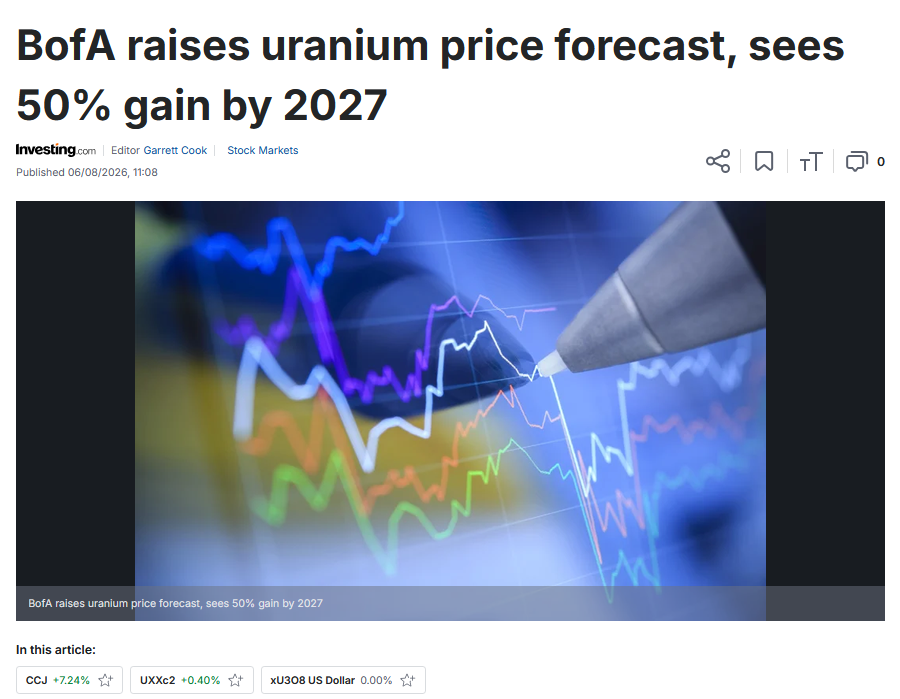 quakes99's tweet photo. 🏦Bank of America veteran #Uranium analyst Lawson Winder was on Cameco's call.📞👂 He knew EXACTLY what Grant was saying.😲 After the call he raised his #Nuclear fuel price forecast⏫💲🛢️☢️ to $130/lb by NEXT YEAR🎆😊 a +45% surge from $89 today!⚛️🚀🤠🐂🏄 https://t.co/yXJiYnHqi4