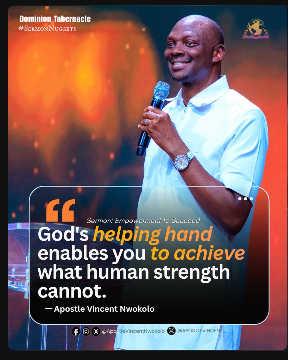 APOSTLEVINCENT_'s tweet photo. God's helping hand enables you to achieve what human strength cannot.
Fresh Oil!
. . . #Jesus #Freshoil #ApostleVincentNwokolo #sermonnuggets #August2026 #AVNquotes #EmpowermentToSucceed #sermonnotes #sermon https://t.co/5iYYf5NcNm