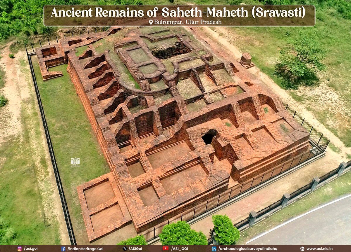 ASIGoI's tweet photo. Sahet-Mahet is an ancient site identified with Sravasti, the ancient capital of the kingdom of Kosala, situated on the bank of the Rapti. The site is divided into two parts: Sahet, located in Sravasti district, and Mahet, located in Balrampur district. (1/2) https://t.co/1dssYJuIlD