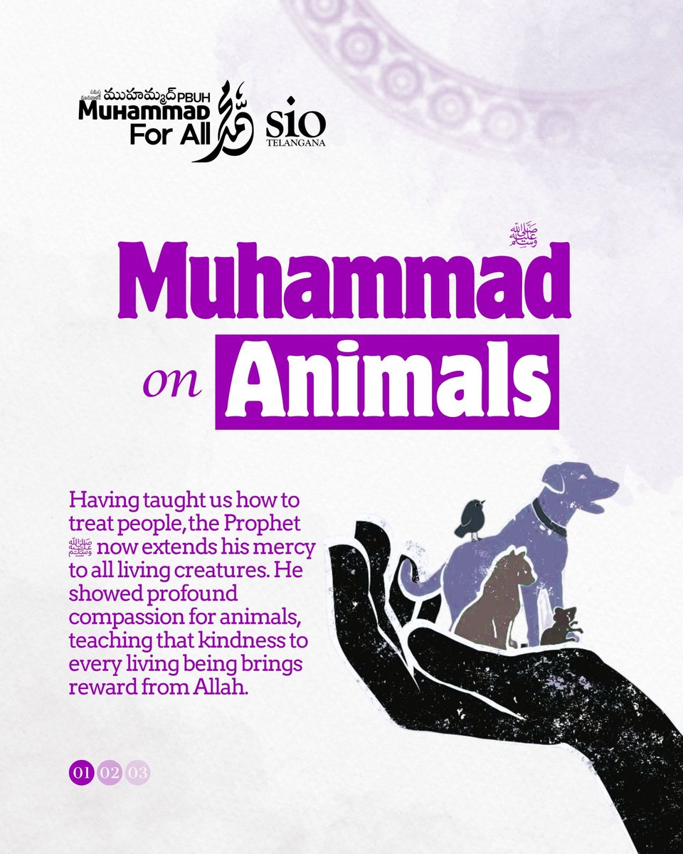 SIOTelangana's tweet photo. Muhammad ﷺ on Animals

#MuhammadForAll Campaign
16th Aug 2026 – 30th Aug 2026

~ SIO Telangana

#MercyToAnimals #ProphetMuhammad ﷺ #Compassion https://t.co/Q4dfCHtztg