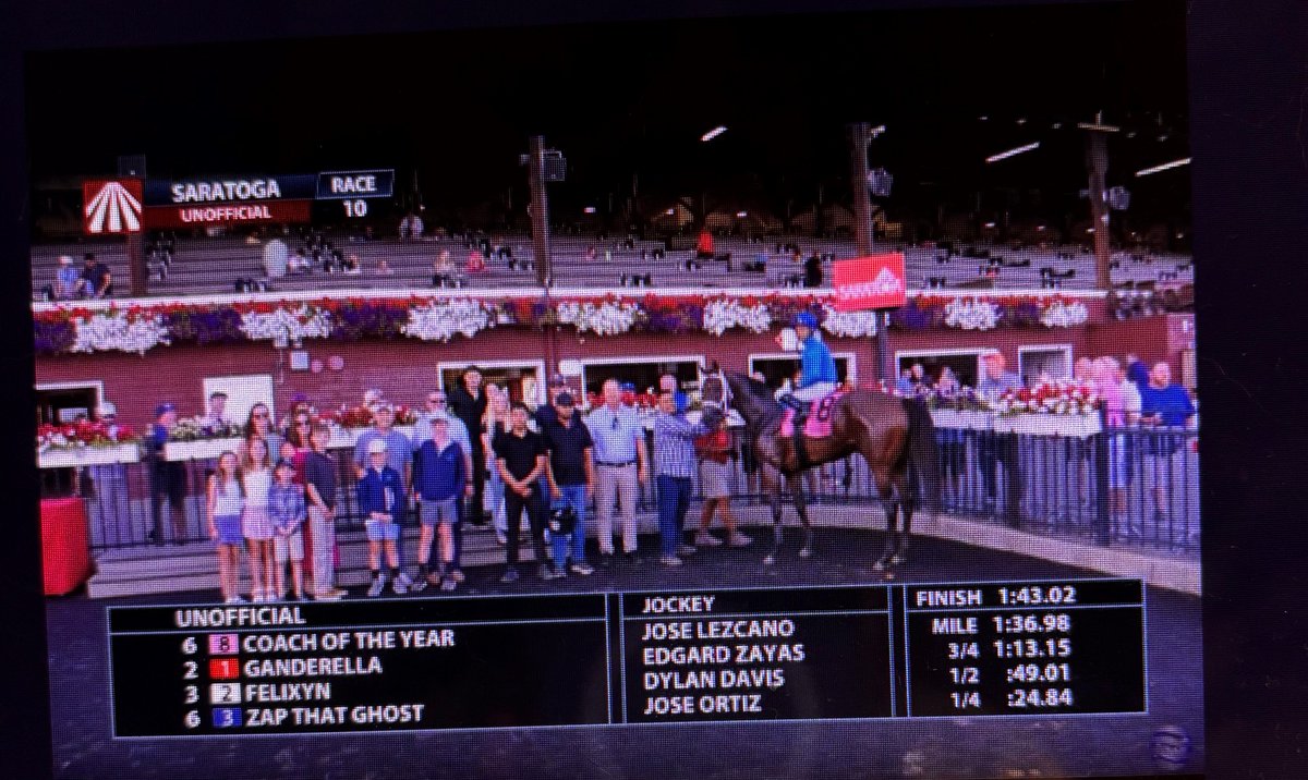 DDF3834's tweet photo. Congratulations to this New-York-Bred filly, 
Coach Of The Year - winning the 10th yesterday at @Saratoga1863 Winning connections 
Trainer: George Weaver Owners: Emcee Stable LLC Jockey:@josephlez @Garrett9Smith https://t.co/8dsPuf1tx9